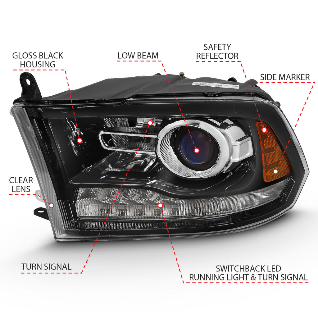 2009-2010 Dodge Ram / 2010 Dodge Ram Projector Headlights W/ Halo