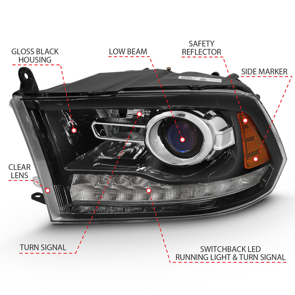 2009-2010 Dodge Ram / 2010 Dodge Ram Projector Headlights W/ Halo