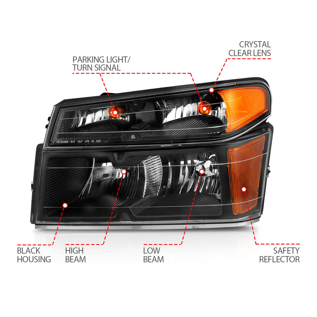 2004-2006 GMC Canyon Crystal Headlight