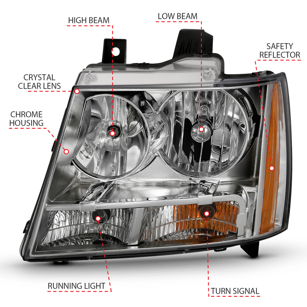 2007-2013 Chevrolet Avalanche / 2014 Chevrolet Suburban / 2007-2014 Chevrolet Suburban Crystal Headlights