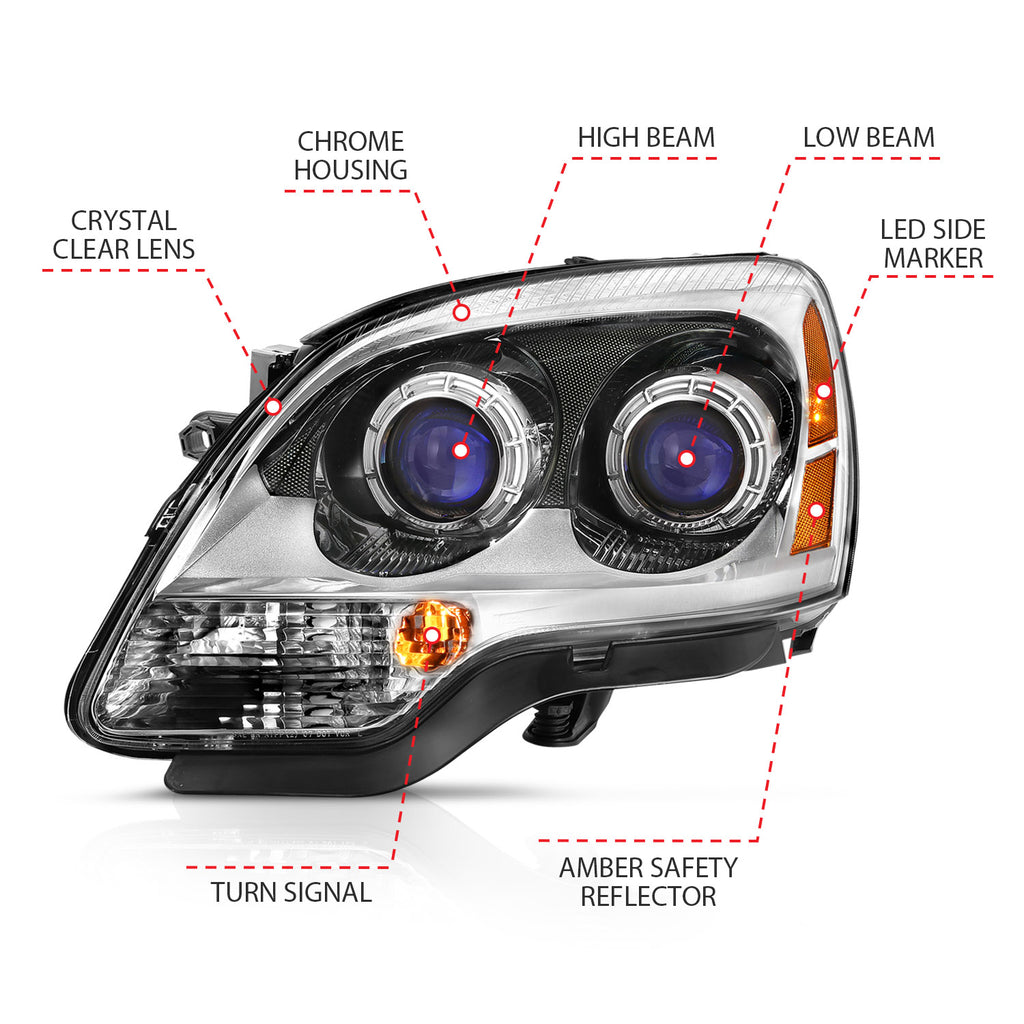 2007-2012 GMC Acadia Crystal Headlights