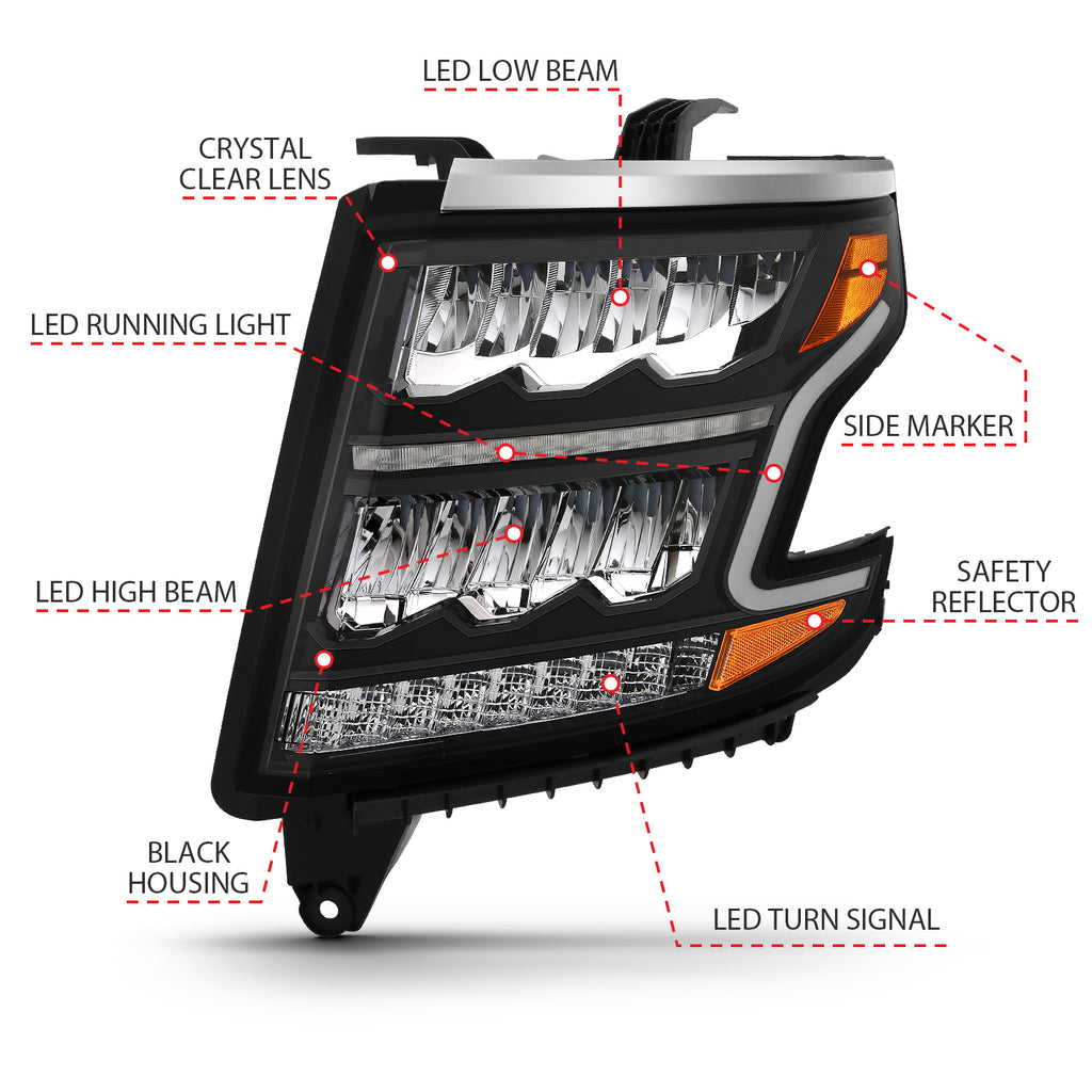 2015-2020 Chevrolet Suburban / 2015-2020 Chevrolet Tahoe LED Crystal Headlights