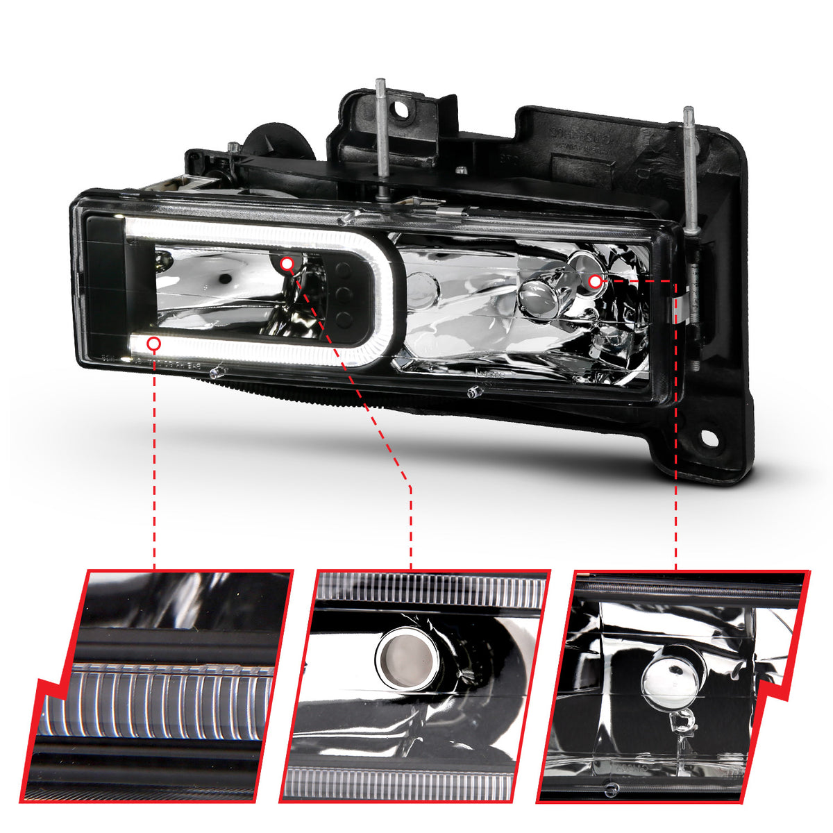 1999-2000 Cadillac Escalade / 1992-1994 Chevrolet Blazer / 1988-1999 Chevrolet C1500 Crystal Headlight