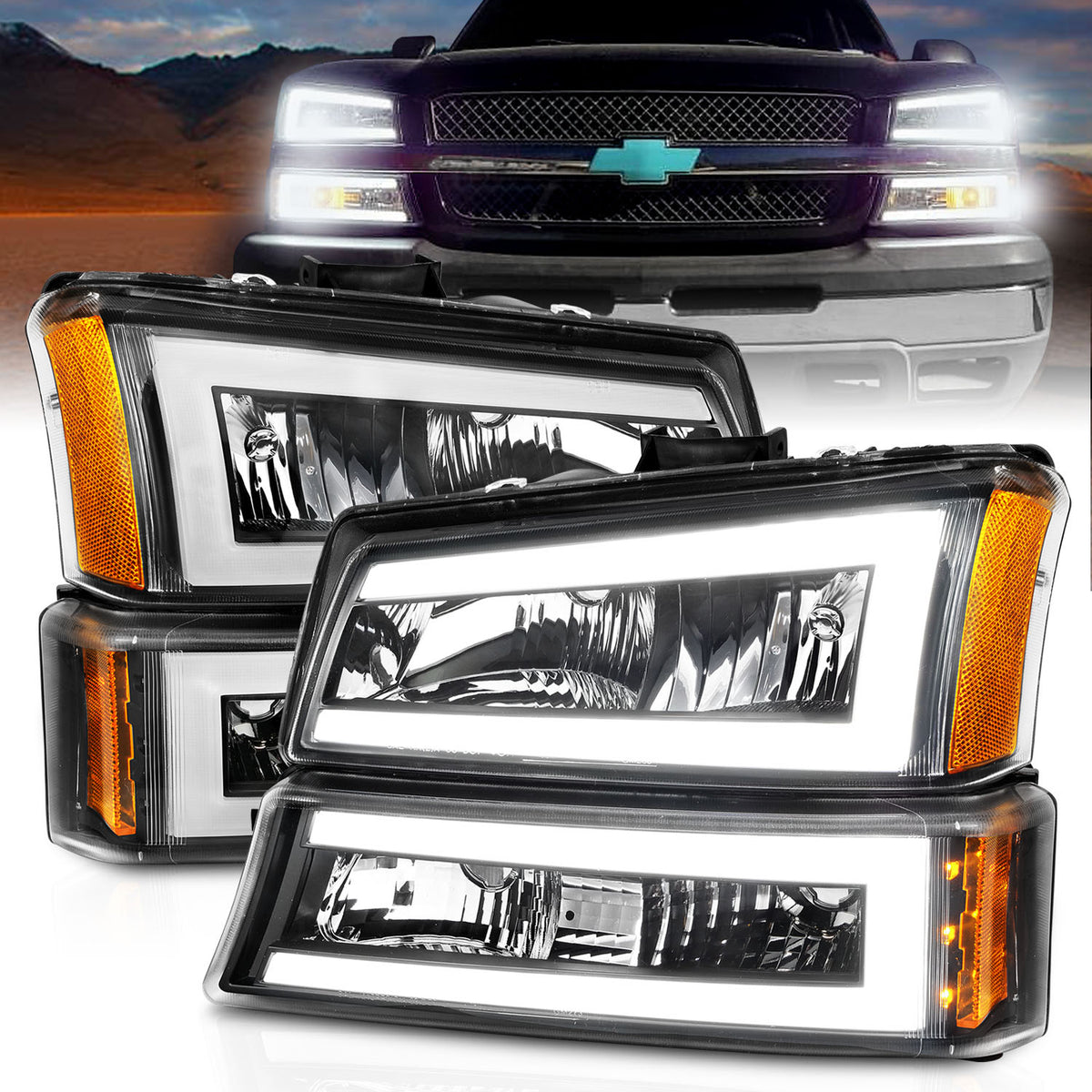 2003-2006 Chevrolet Avalanche / 2003-2006 Chevrolet Silverado Crystal Headlight