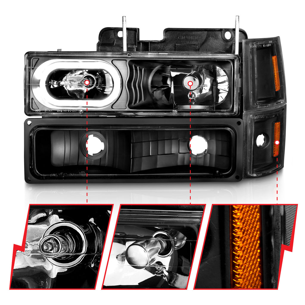 1992-1994 Chevrolet Blazer / 1994-1998 Chevrolet C1500 / 1994-1999 Chevrolet C1500 Suburban Crystal Headlight