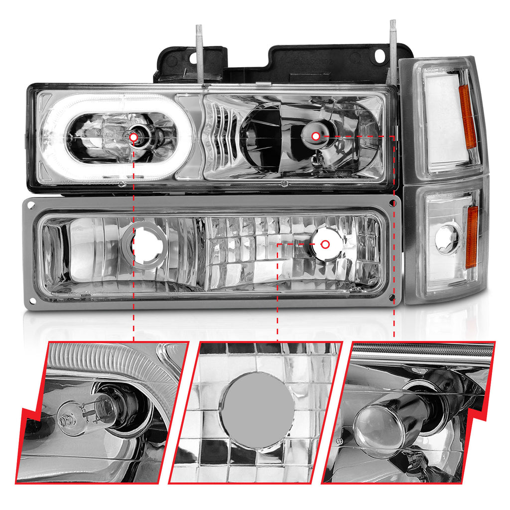 1992-1994 Chevrolet Blazer / 1994-1998 Chevrolet C1500 / 1994-1999 Chevrolet C1500 Suburban Crystal Headlight