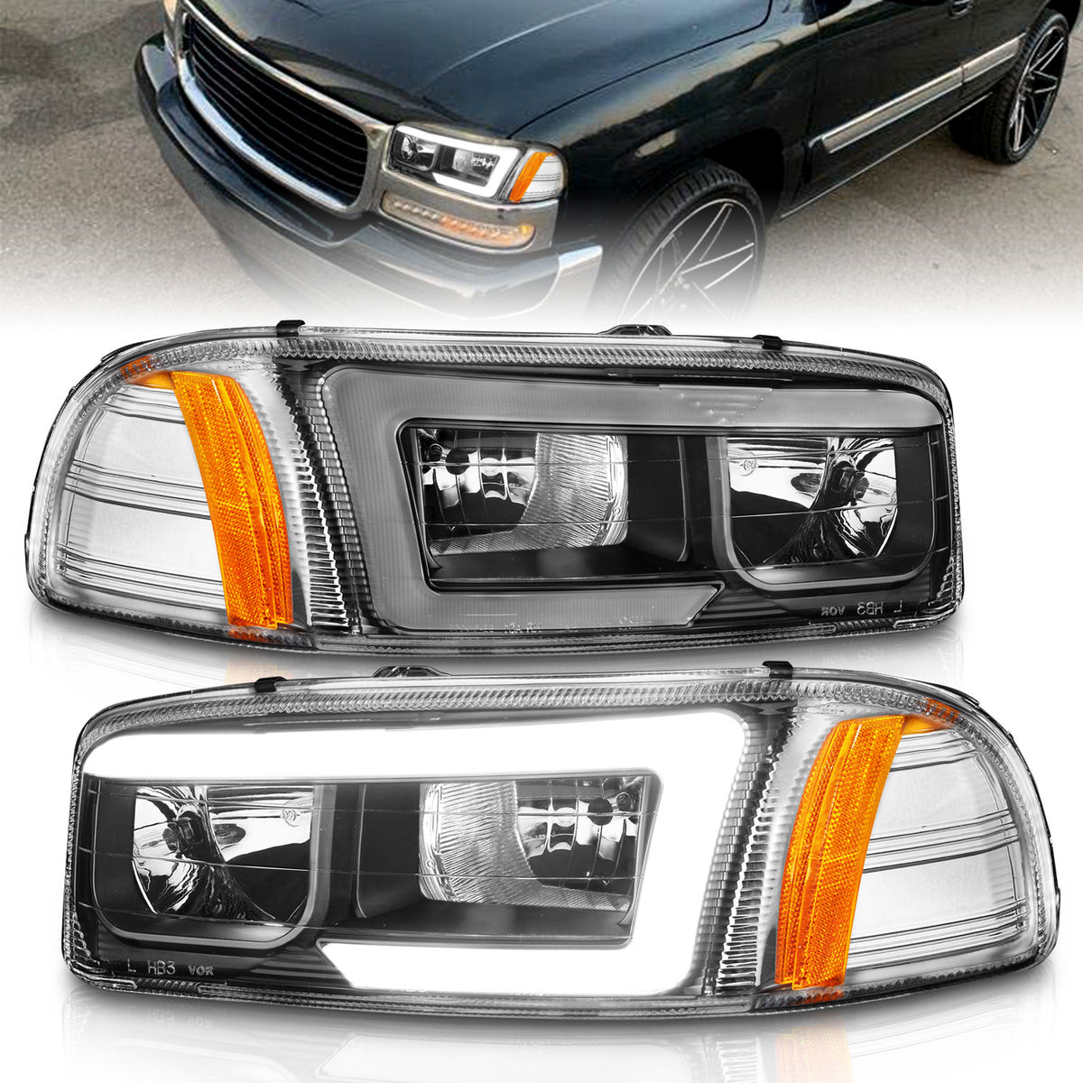 1999-2000 GMC C3500 / 1999-2000 GMC K3500 / 1999-2006 GMC Sierra Crystal Headlight