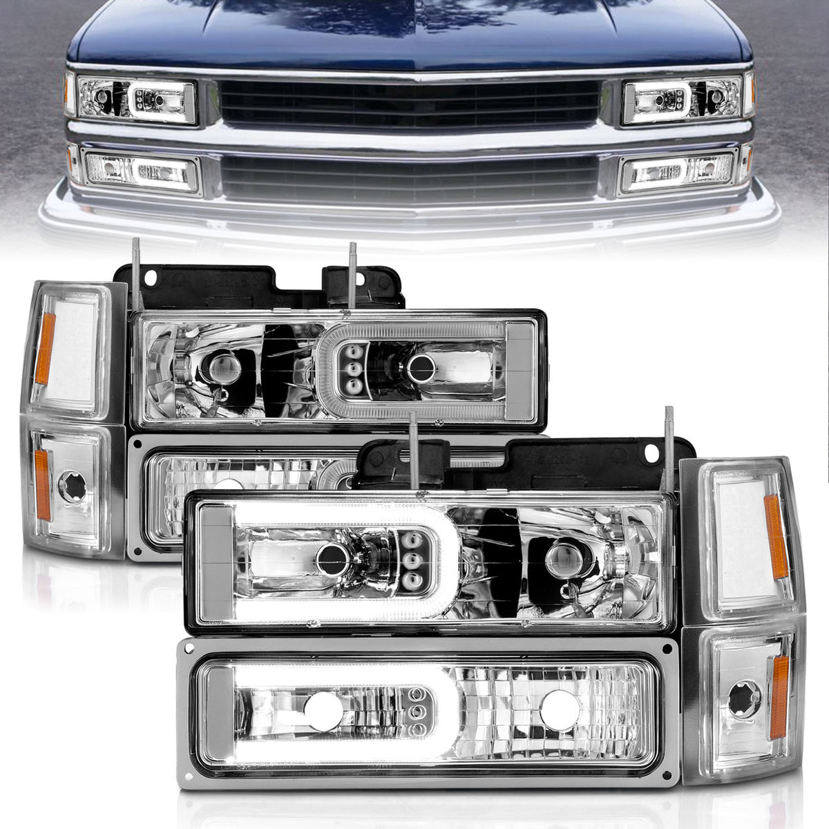 1992-1994 Chevrolet Blazer / 1994-1998 Chevrolet C1500 / 1994-1999 Chevrolet C1500 Suburban Crystal Headlight