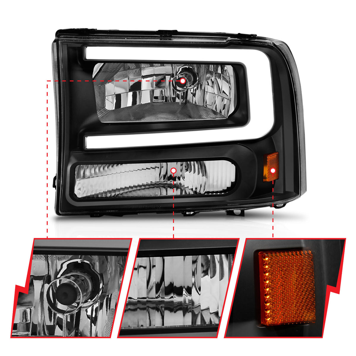 2000-2004 Ford Excursion / 1999-2004 Ford F-250 Crystal Headlight