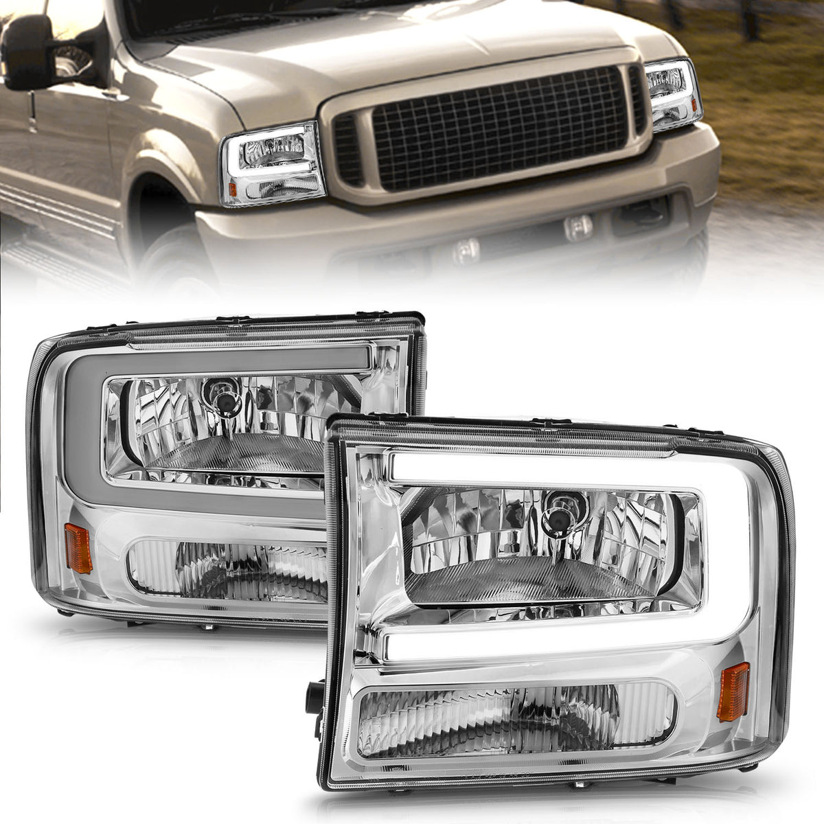 2000-2004 Ford Excursion / 1999-2004 Ford F-250 Crystal Headlight