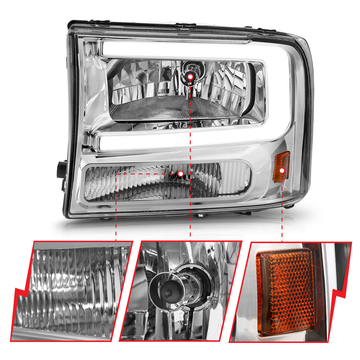 2000-2004 Ford Excursion / 1999-2004 Ford F-250 Crystal Headlight
