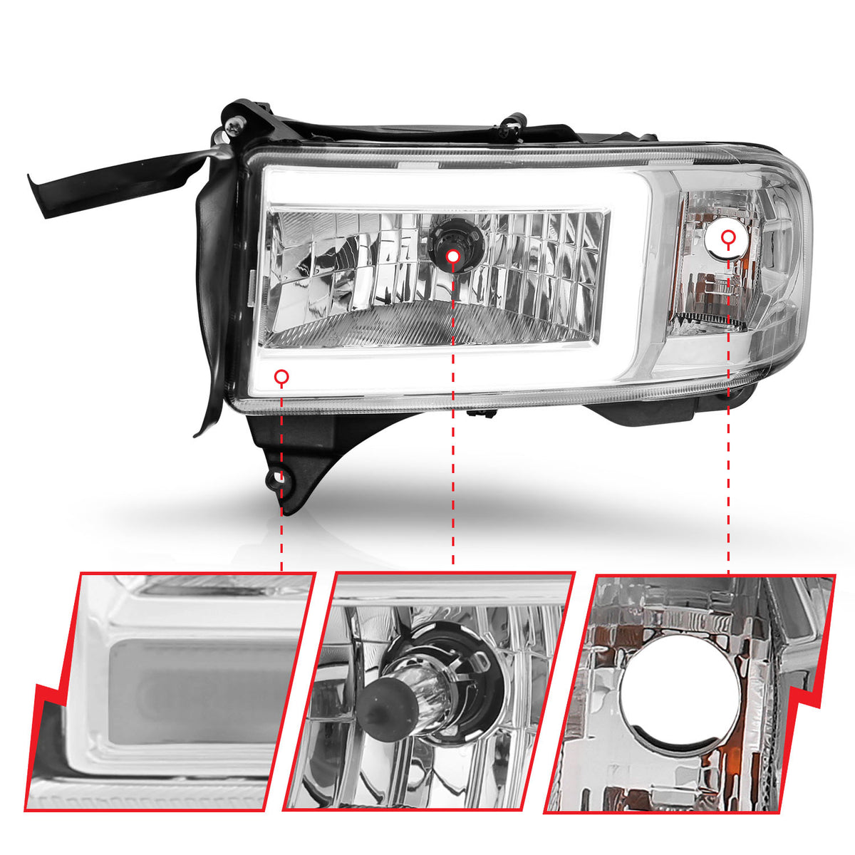1994-2001 Dodge Ram / 1994-2002 Dodge Ram Crystal Headlight