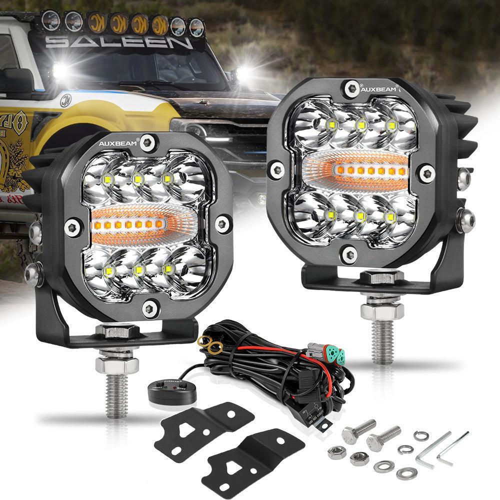 3 Inch 96W 9600LM LED Pods 6 Modes LED Driving Light with A-Pillar Mounting Bracket For Ford Bronco 2/4 Door 2021 2022