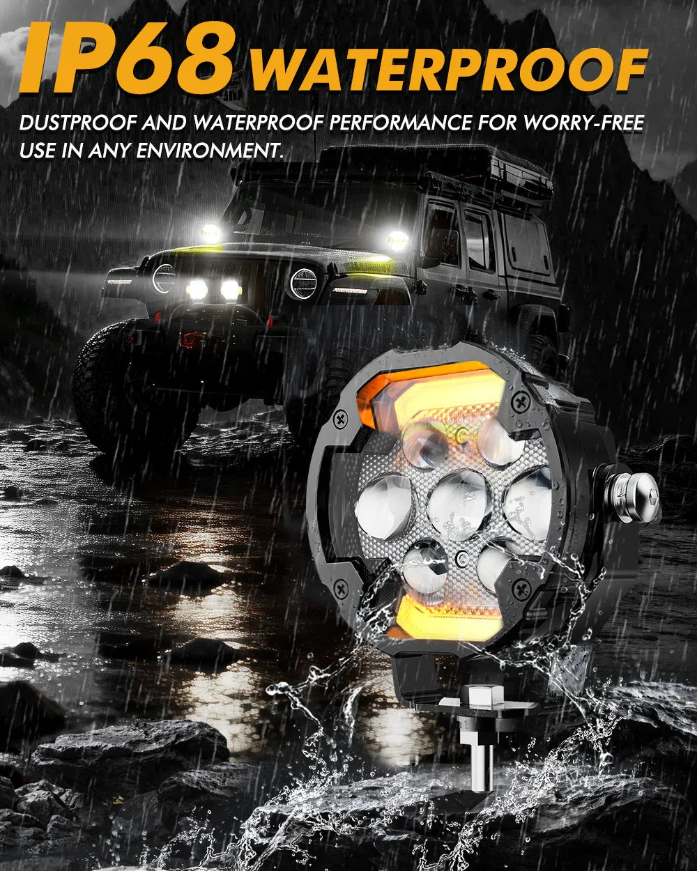 Auxbeam AX7 Series Dual-Color Switchback LED Spotlights with 2M Extension Cable
