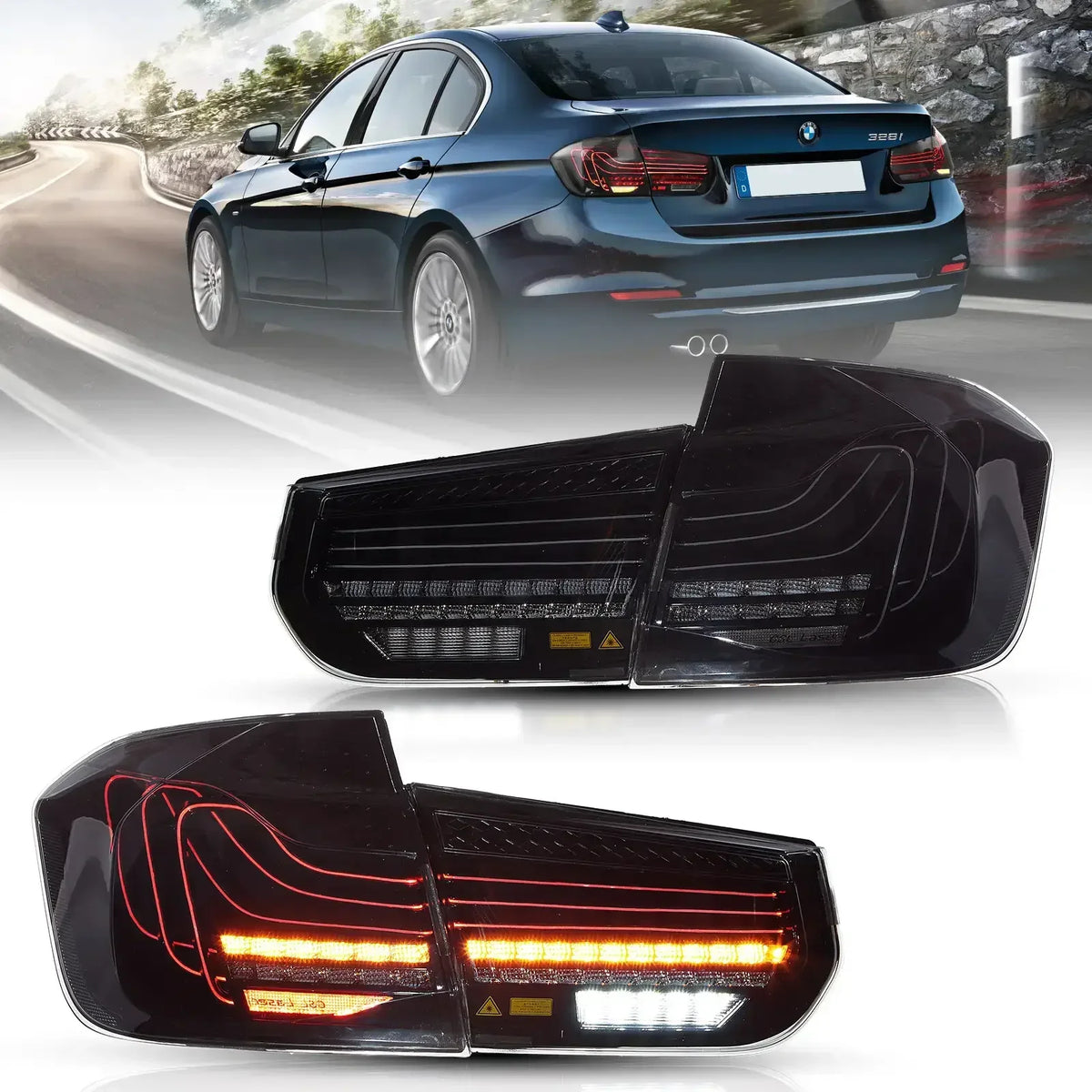 Vland LED Laser Tail Lights Assembly CSL Style Series F30 for 2012-2019 BMW 3