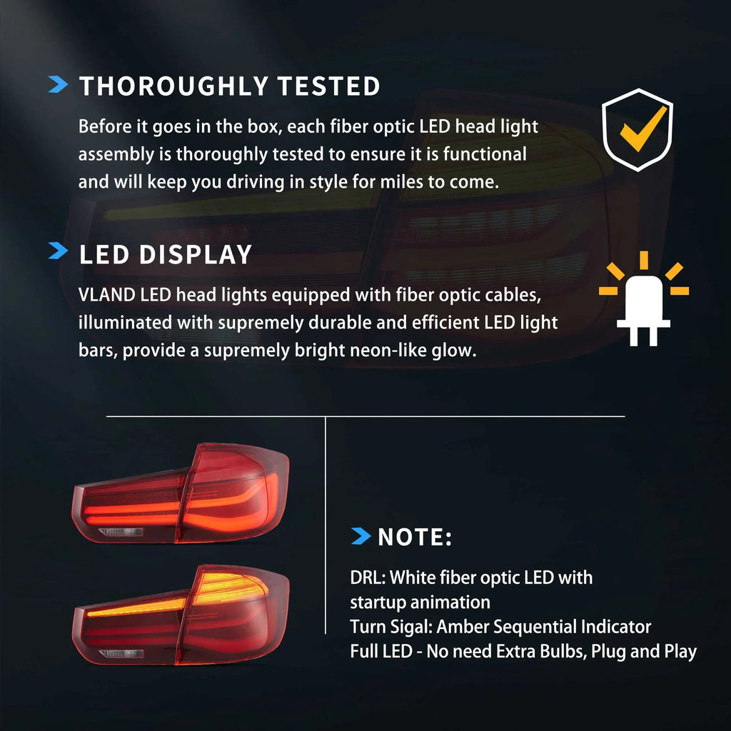 Vland LED Tail Lights Assembly LCl-Style Series for 2012-2019 BMW 3