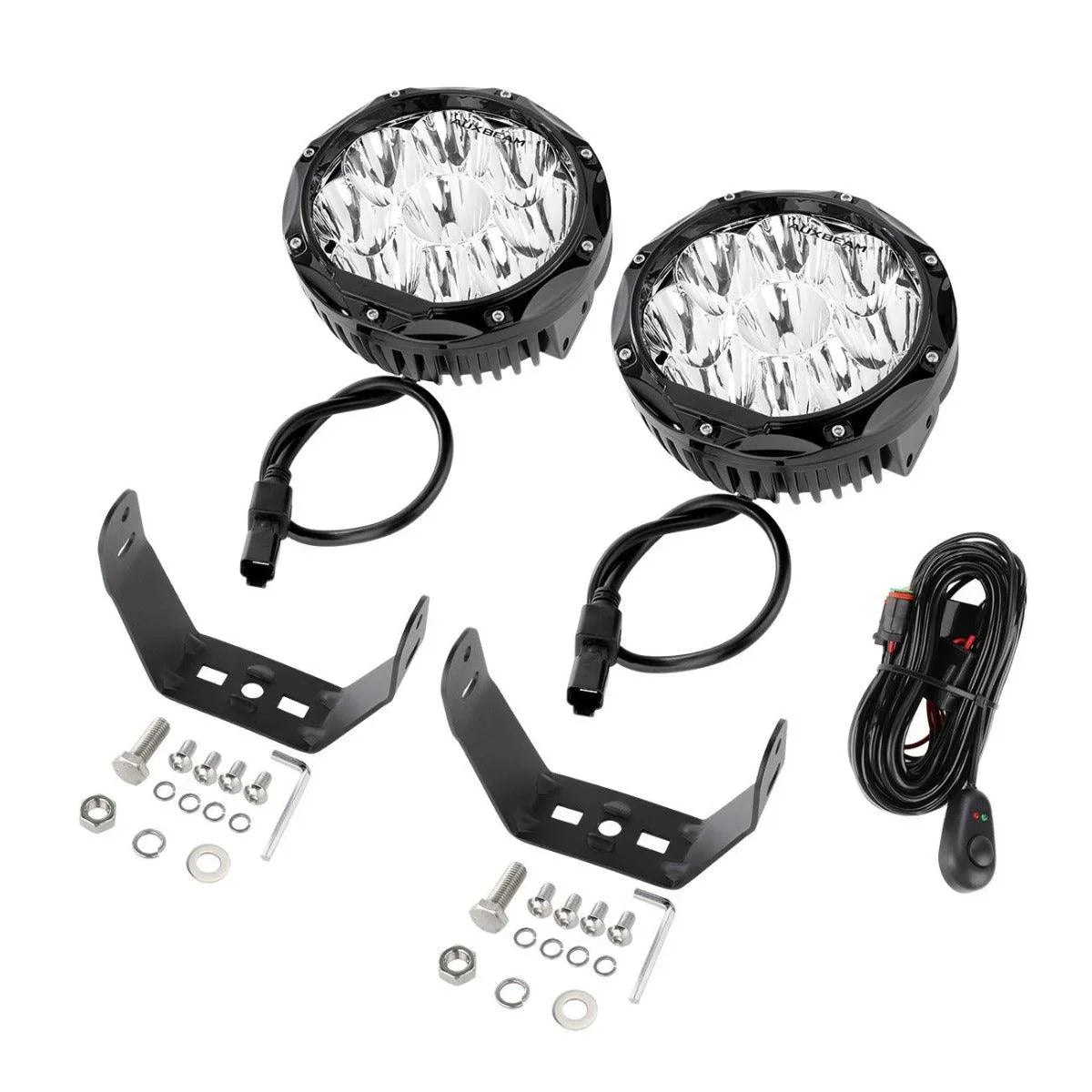 7 Inch 90W Round Spot Beam Offroad LED Driving Lights w/ SAE Compliant+Amber/Black Covers(Optional)