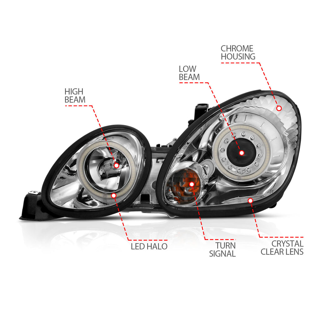 1998-2005 Lexus GS300 / 1998-2000 Lexus GS400 / 2001-2005 Lexus GS430 Projector Headlight Set W/Halo