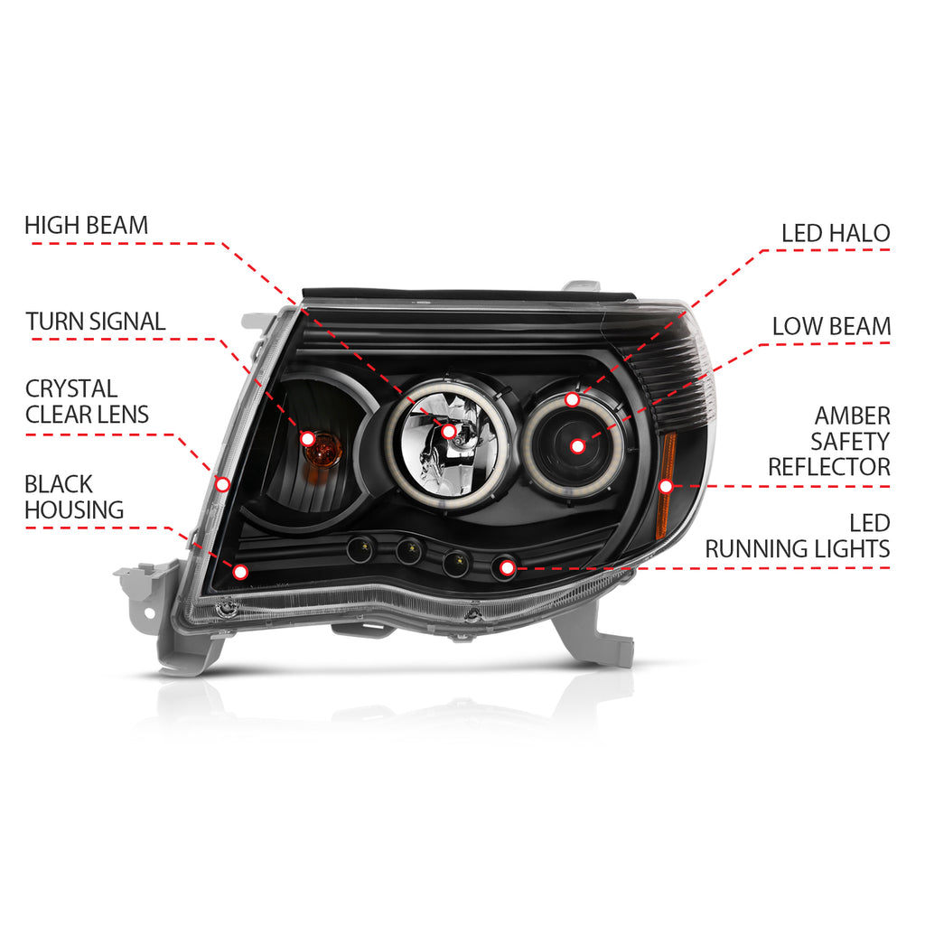 2005-2011 Toyota Tacoma Projector Headlight Set W/Halo