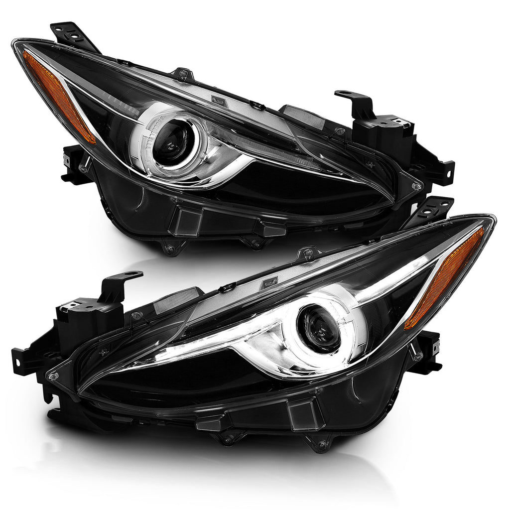 2014-2017 Mazda 3 Projector Headlight Set W/ LED Halo