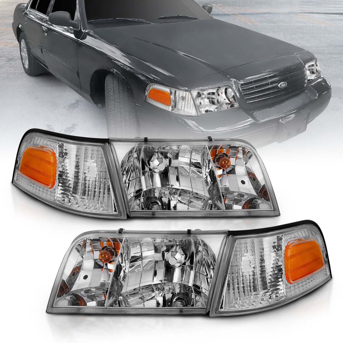 1998-2011 Ford Crown Victoria Crystal Headlights