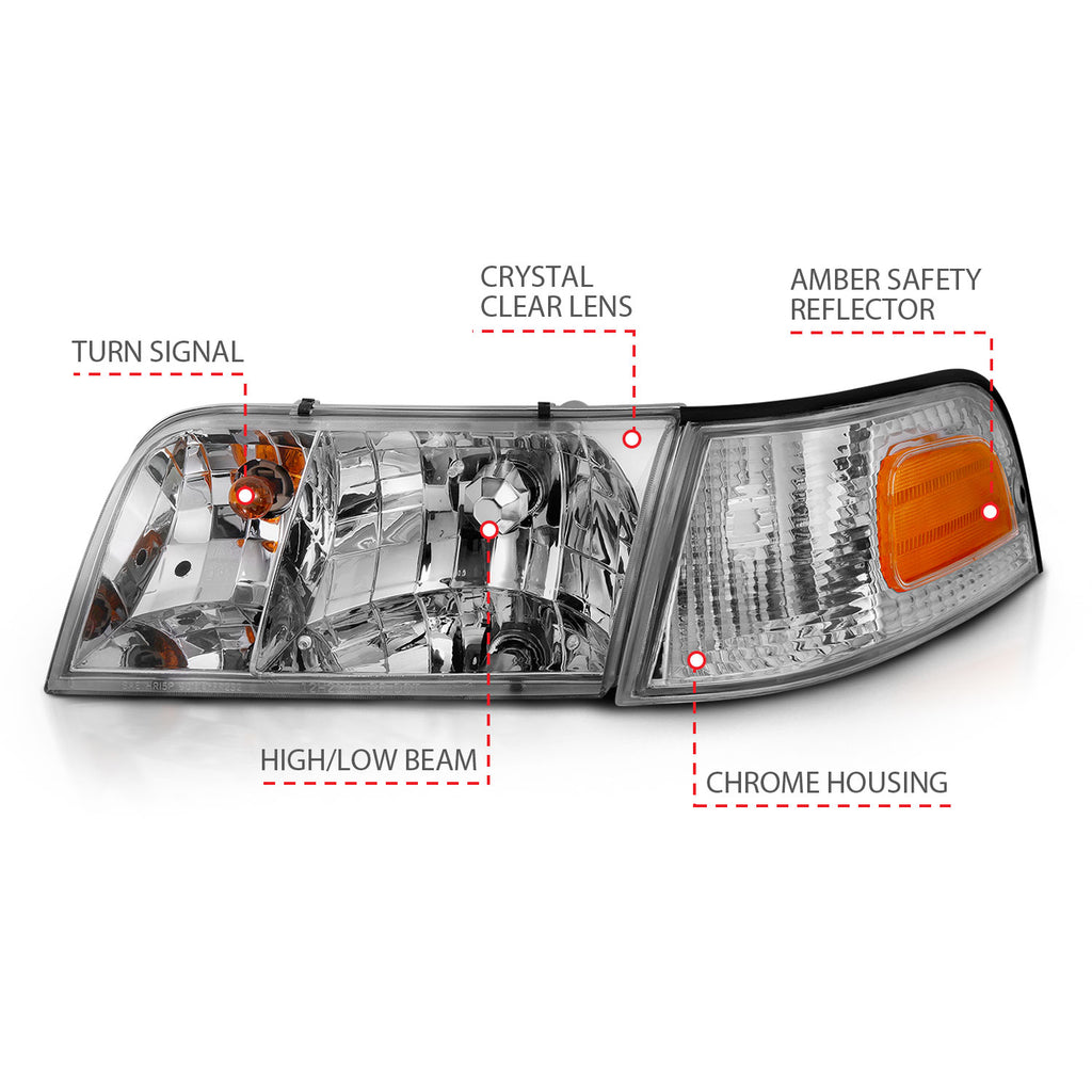 1998-2011 Ford Crown Victoria Crystal Headlights