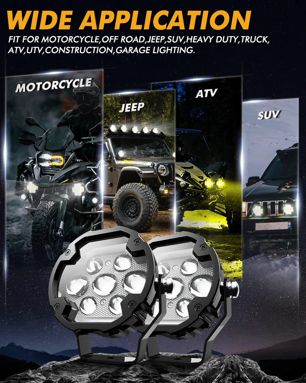 Auxbeam 4 Inch Motorcycle Auxiliary LED Spotlight