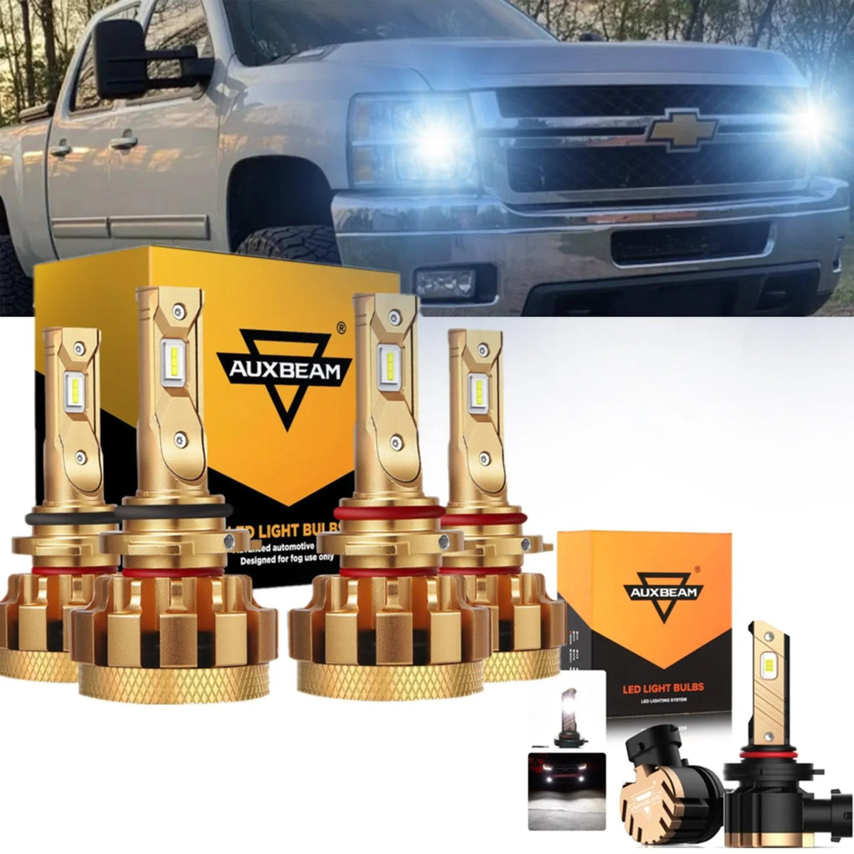 Auxbeam F-16 Plus Series LED High/Low Beam Bulb Bundle for 2003-2006 Chevrolet