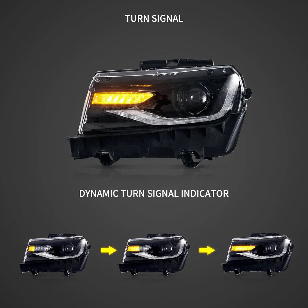 Vland LED Headlight Assembly Dual Beam Projector for 2014-2015 Chevrolet Camaro