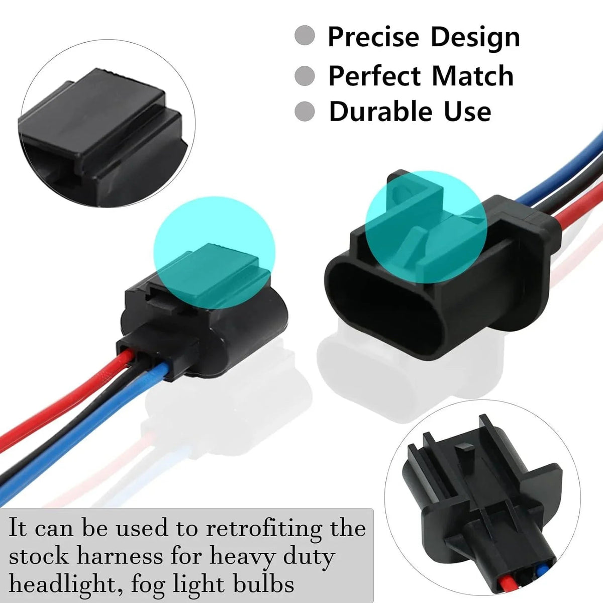 Auxbeam H13 LED Headlight Socket Male & Female Adapter Wiring Harness Connector