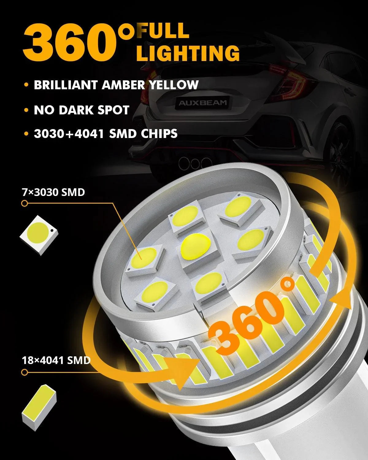 Auxbeam 1157 BAY15D LED Backup Reverse/Turn Signal/Brake Tail Light Bulbs 11W