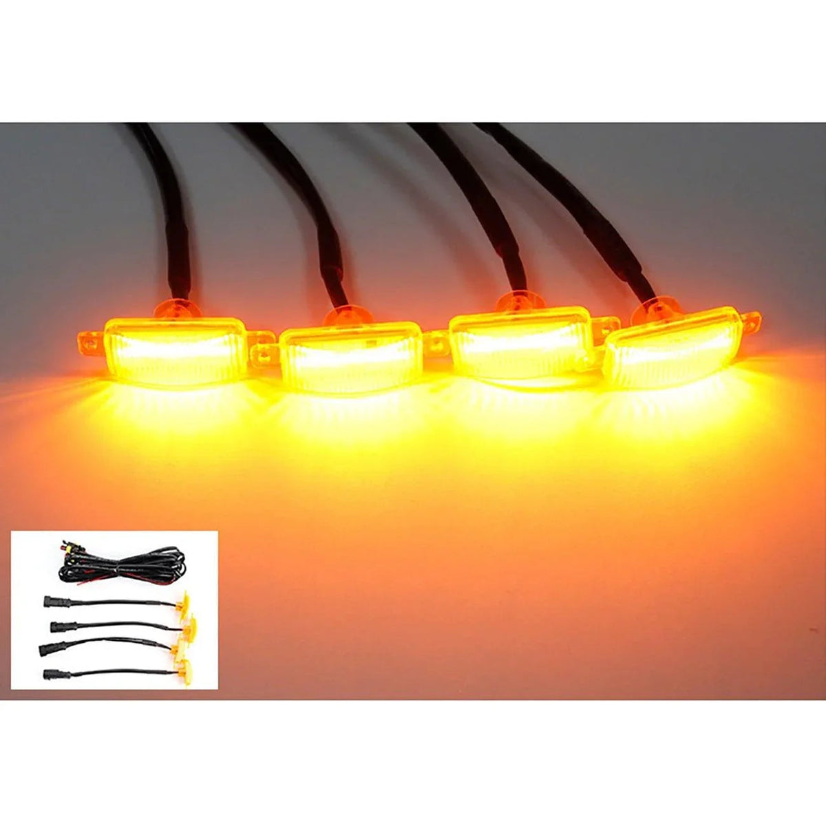 Auxbeam LED Front Hood Grille Lights Raptor Style Amber Light Fit for Pickup