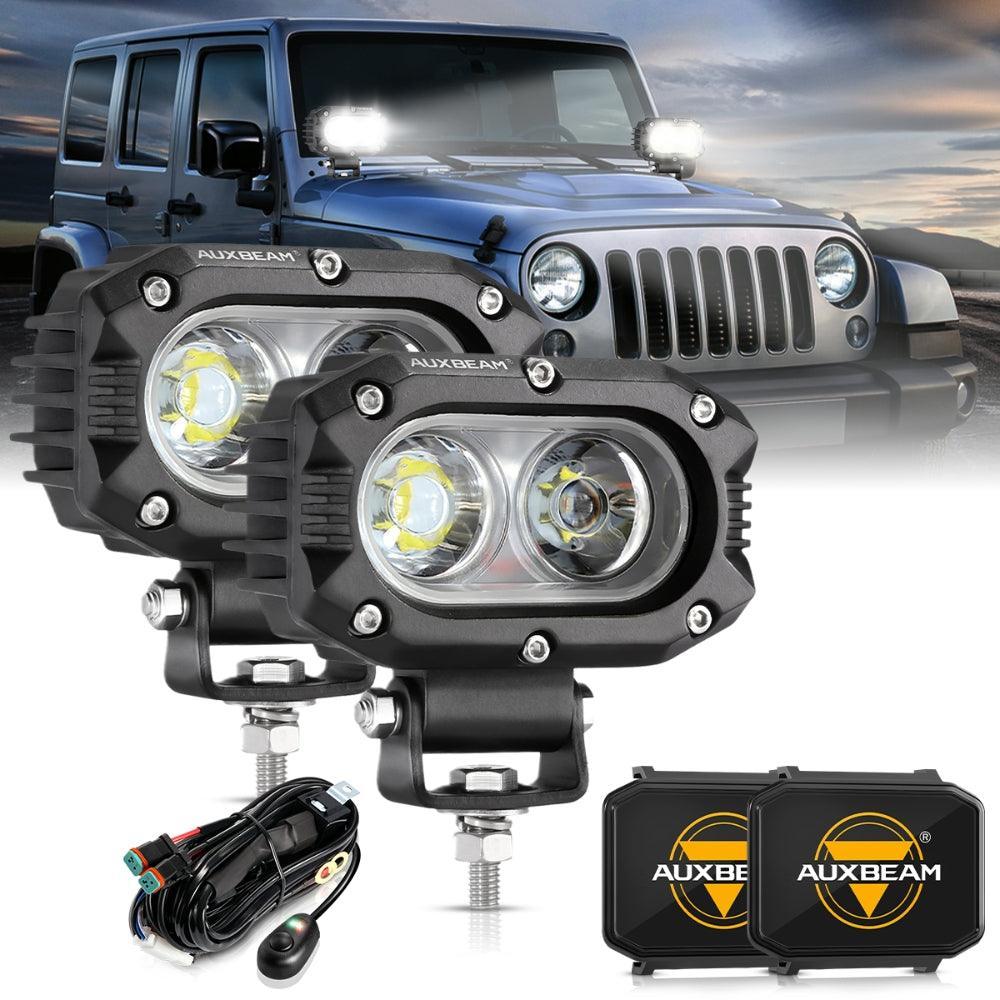 Auxbeam R4 Series 4 Inch 60W Flood Beam LED Pods Light White Driving Light