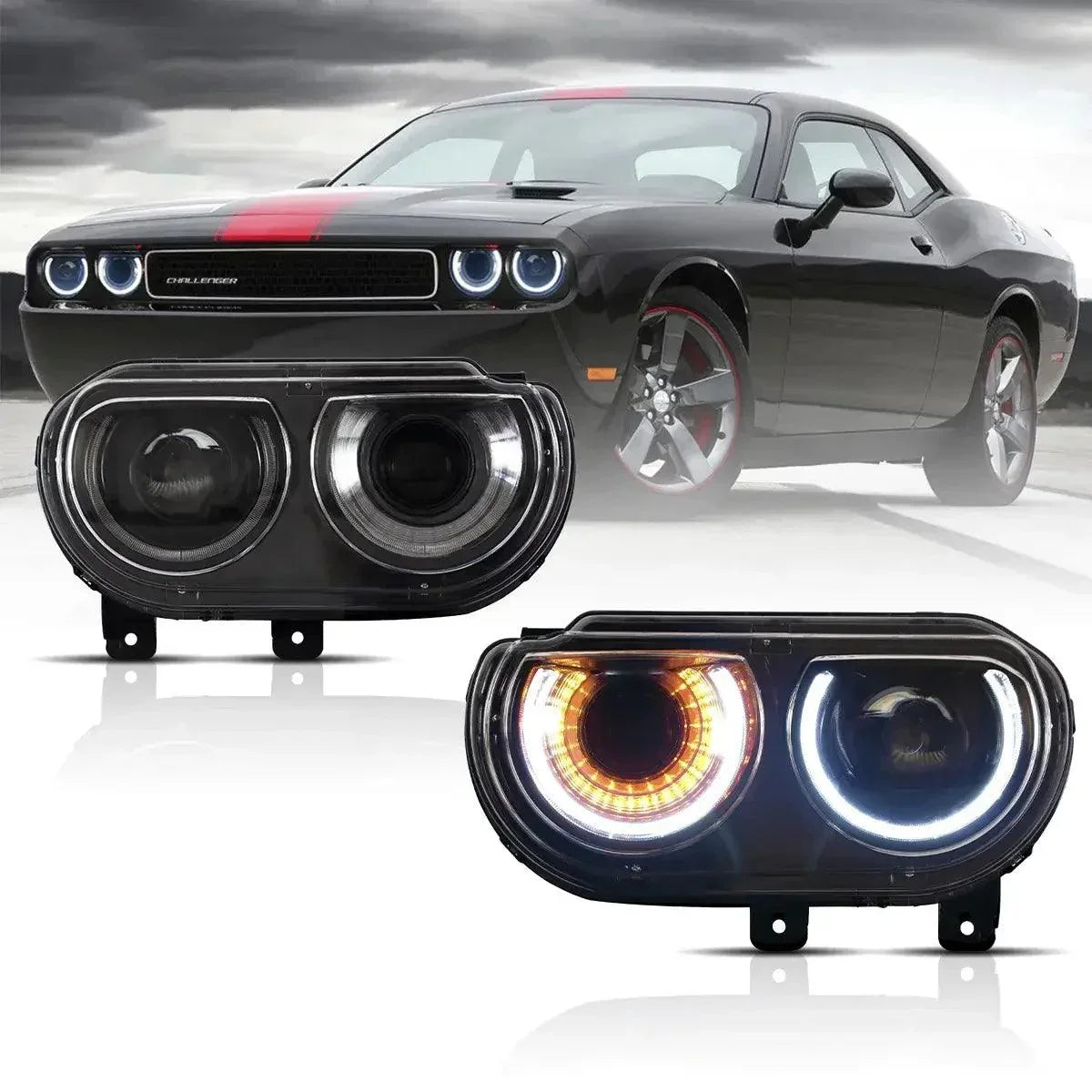Vland LED Headlight Assembly for 2008-2014 Dodge Challenger 3rd Gen Pre-Facelift