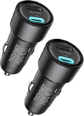 TECKNET 48W 2-Port Fast Car Charger [2-Pack] - USB-C PD 30W & USB-A QC 18W