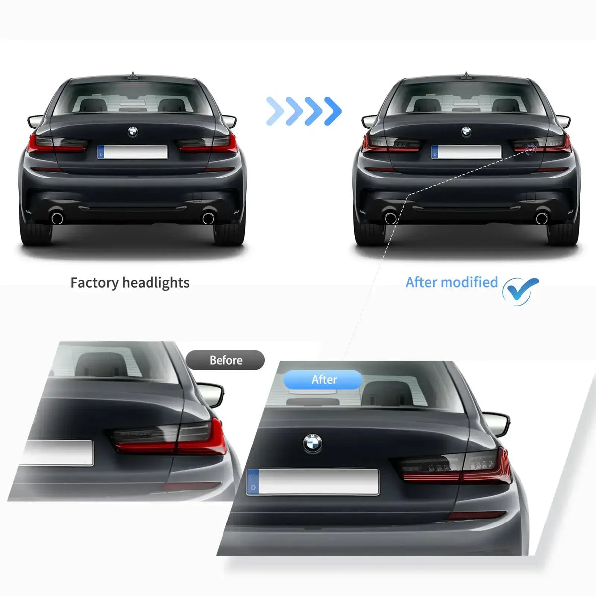 Vland LED Laser Tail Lights Assembly CSL Style for 2019-UP BMW 3-Series G20/G80