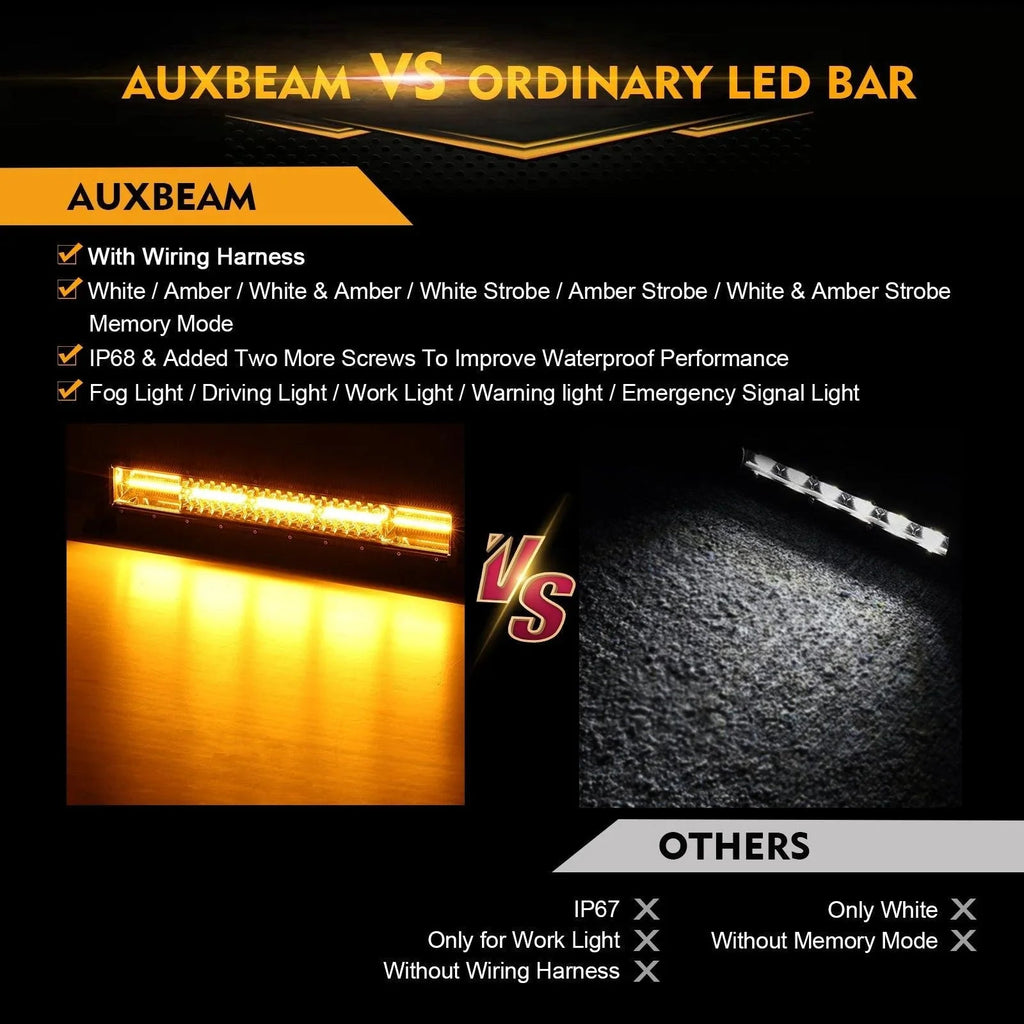 Auxbeam Series 22 Inch/30 Inch/42 Inch/50 Inch White&Amber LED Light Bars