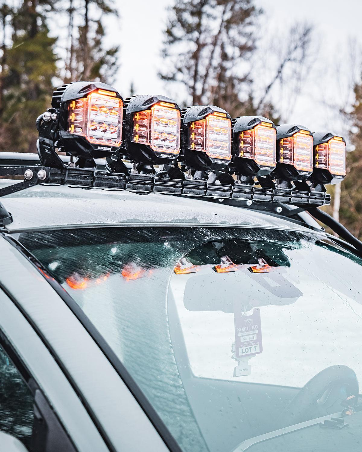 V-MAX Series 4/5/7 Inch Spot Beam Side Shooter LED Pod Lights with Amber DRL