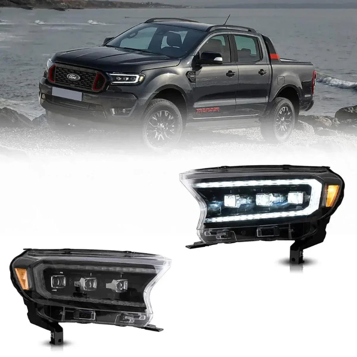 Vland LED Headlight Assembly Matrix for 2016-2021 Ford Ranger 3rd Gen P375