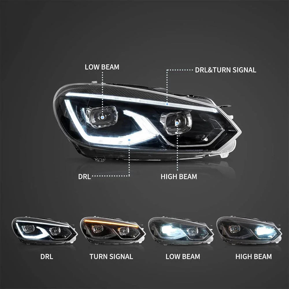 Vland LED Headlight for 2008-2014 Volkswagen Golf 6th Gen (Mk6/A6 Typ 5K)