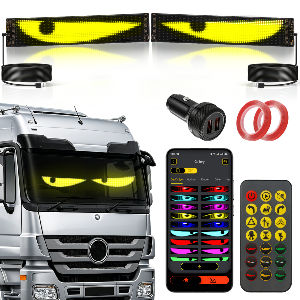 Auxbeam Two-Pack Devil's Eye Atmosphere Light Flexible Programmable USB APP