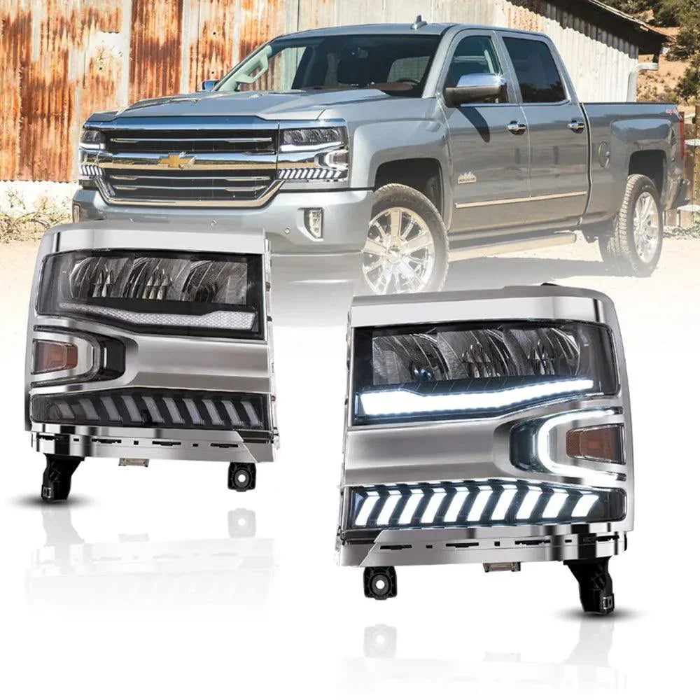 Vland LED Headlight Assembly for 2016-2018 Chevrolet Silverado 1500 4th Gen