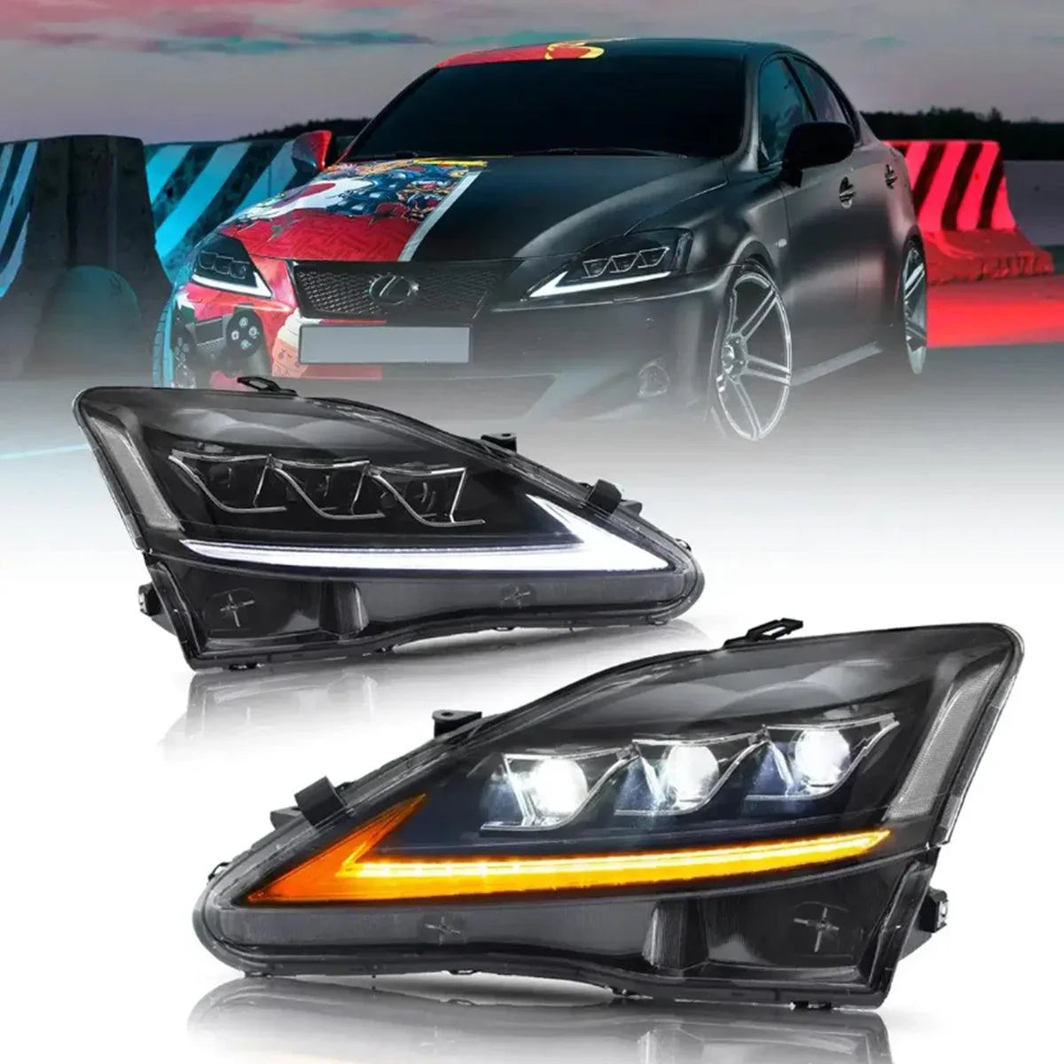 Vland LED Headlight Assembly for 2006-2012 Lexus IS250/IS250C/IS350/IS220d