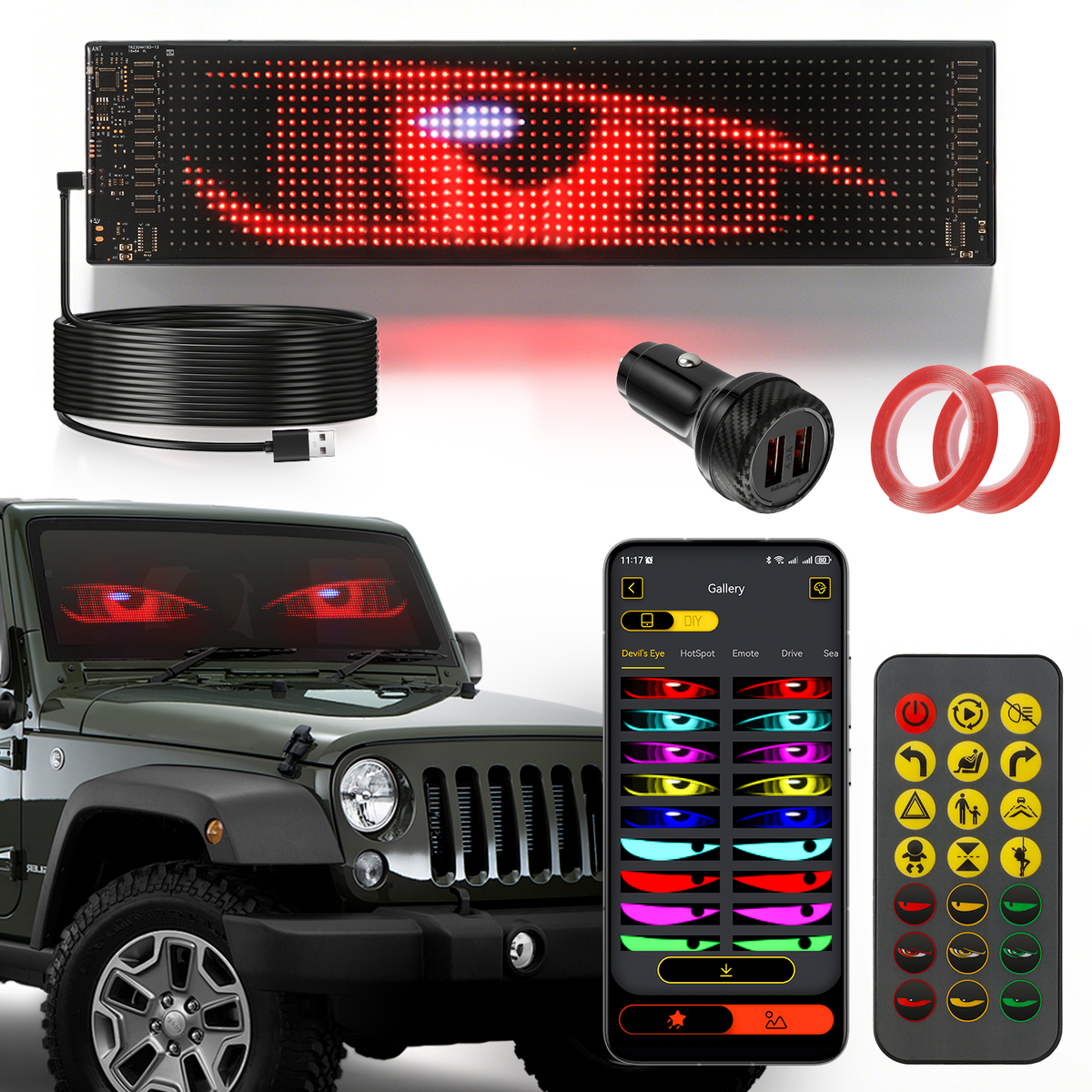 Auxbeam Single Pack LED Flexible Programmable Car Screen Light USB APP Control