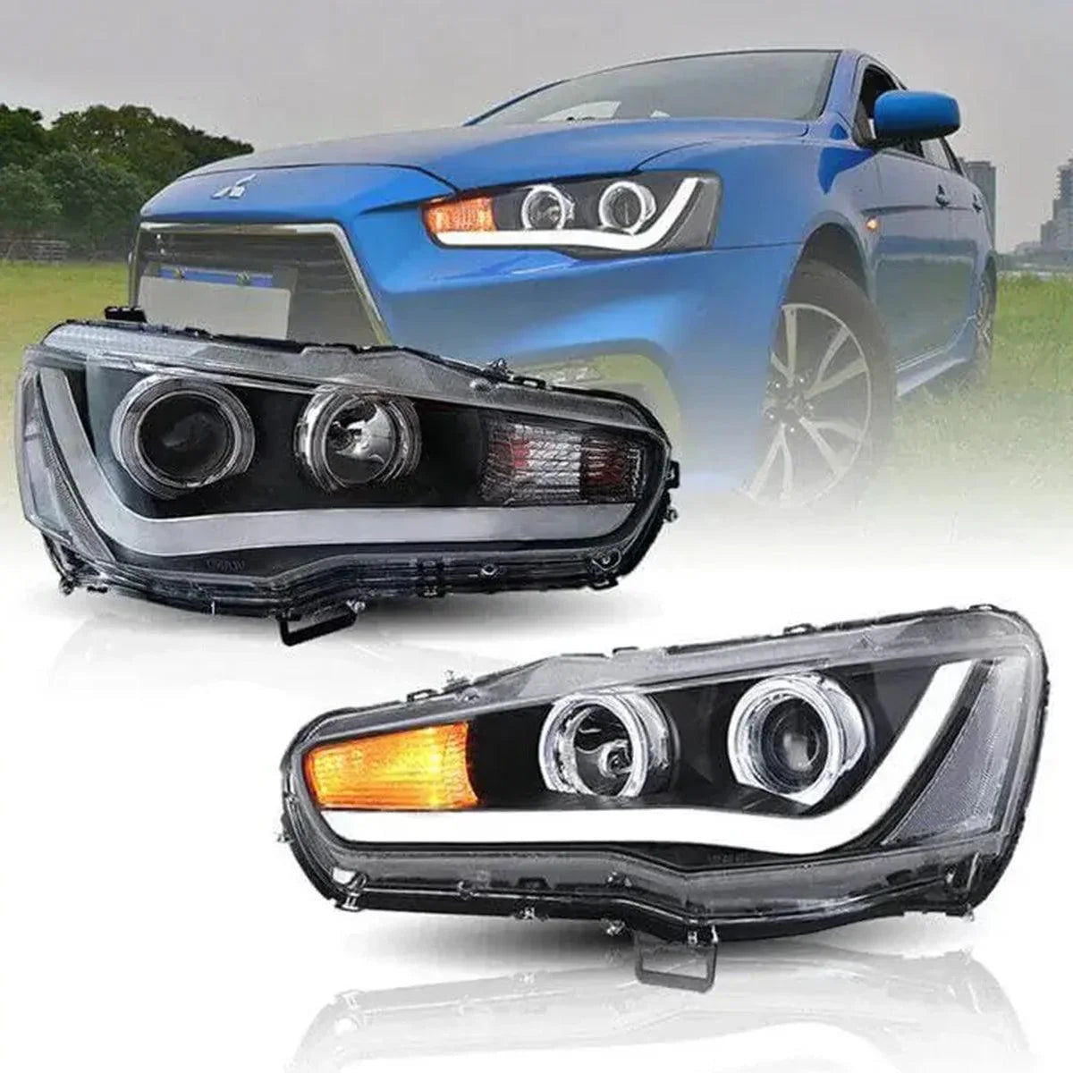 Vland LED Headlight Assembly for 2008-2017 Mitsubishi Lancer 9th Gen Evo X GSR