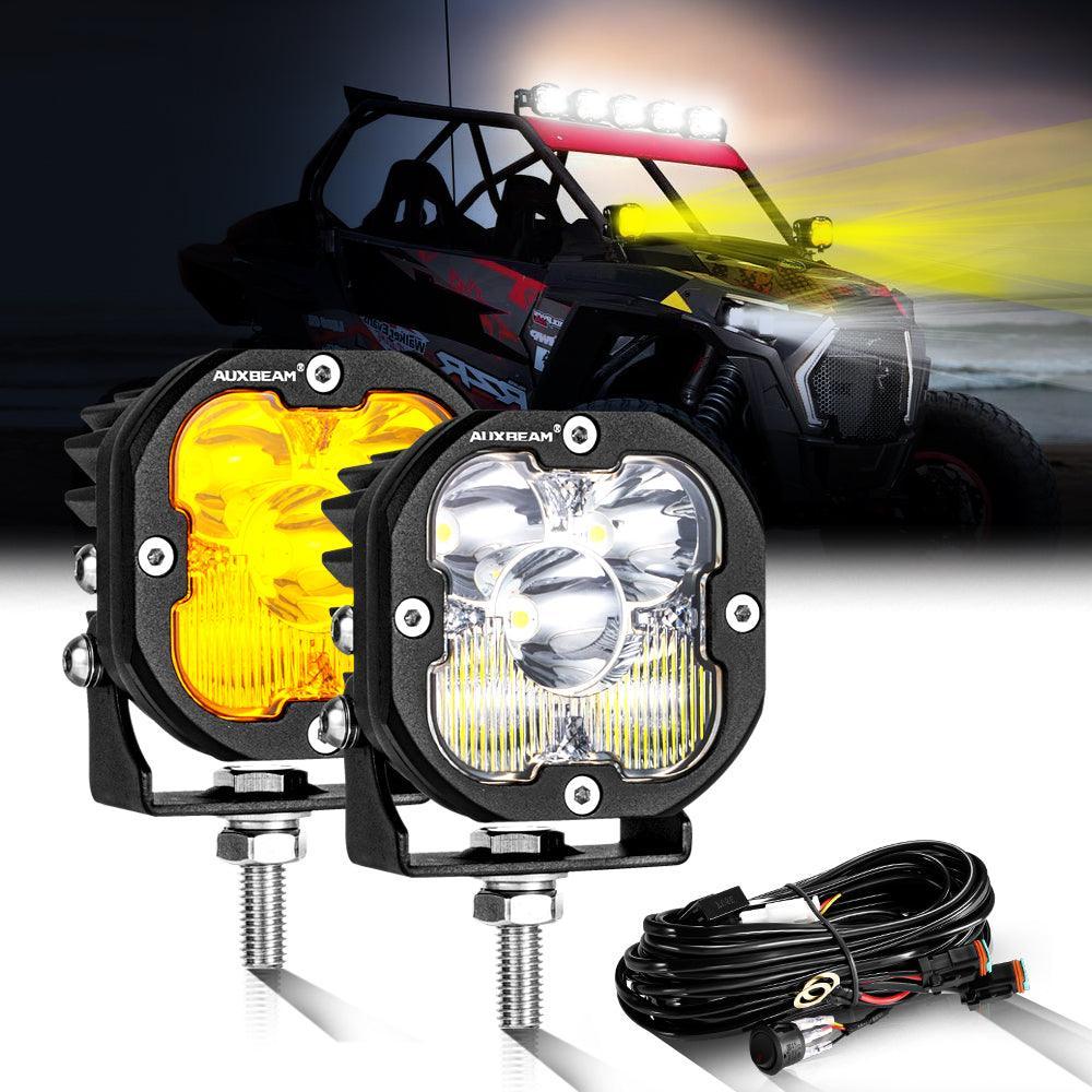 Auxbeam 3 Inch 80W LED Pods Lights White&Amber for ATV UTV SIDE BY SIDE 4X4