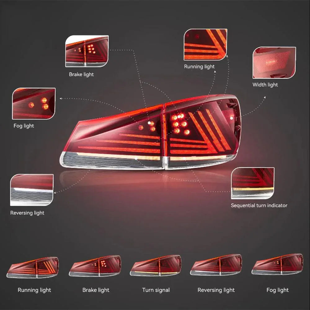 Vland LED Tail Lights Assembly Version for 2006-2013 Lexus IS 2nd Gen (XE20)