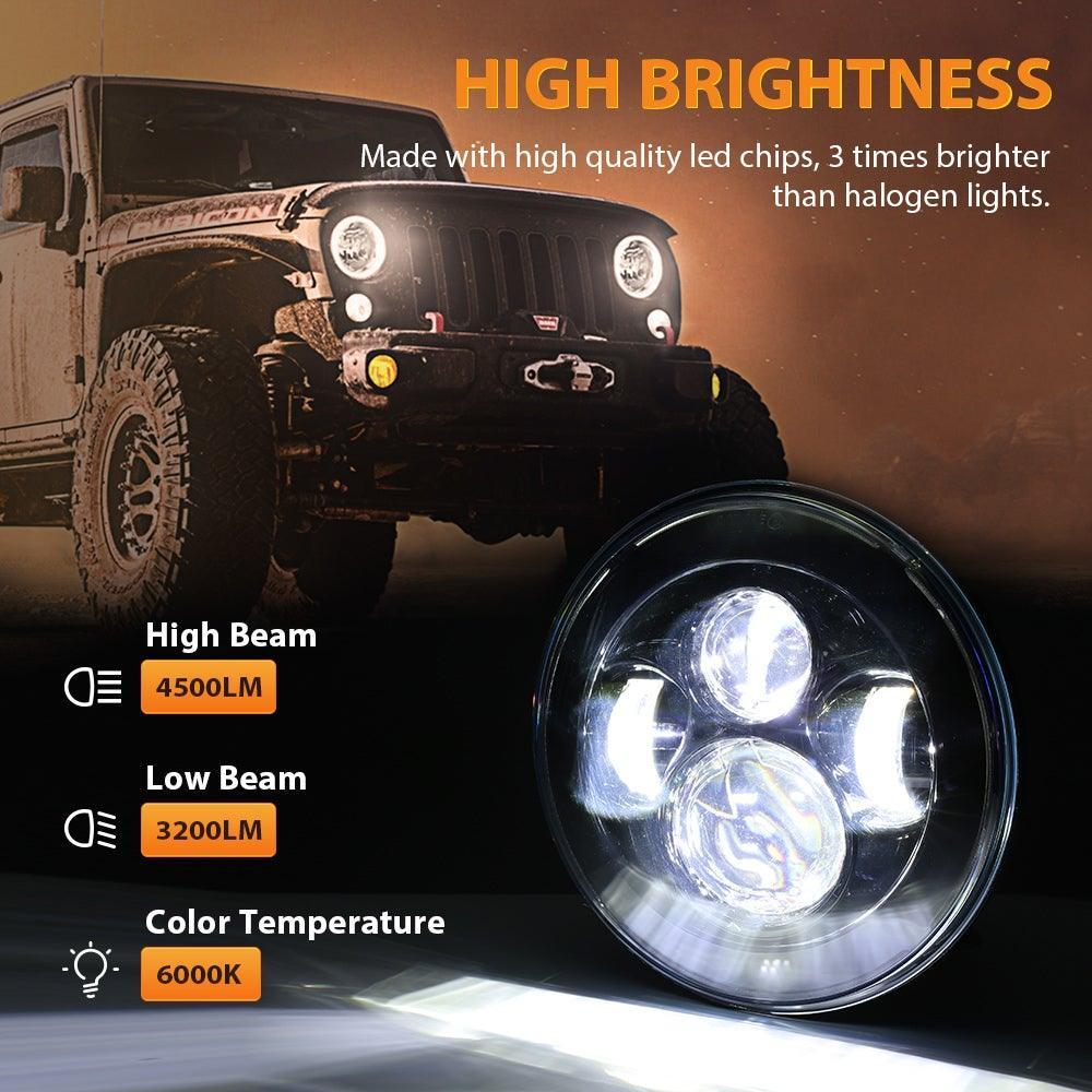 Auxbeam 7 Inch LED Headlight Replacement for Jeep Wrangler JK TJ LJ