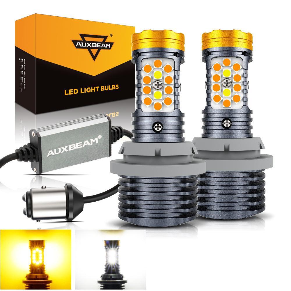Auxbeam 1157 BAY15D LED Front Turn Signal & DRL Light Bulbs Dual Color