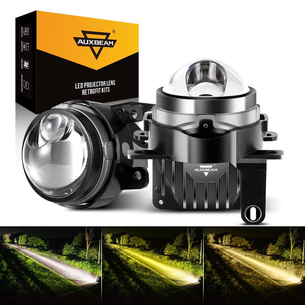 Auxbeam 3 Inch 104W Bi-LED Projector Lens Fog Light 3-Colors for Toyota/Honda